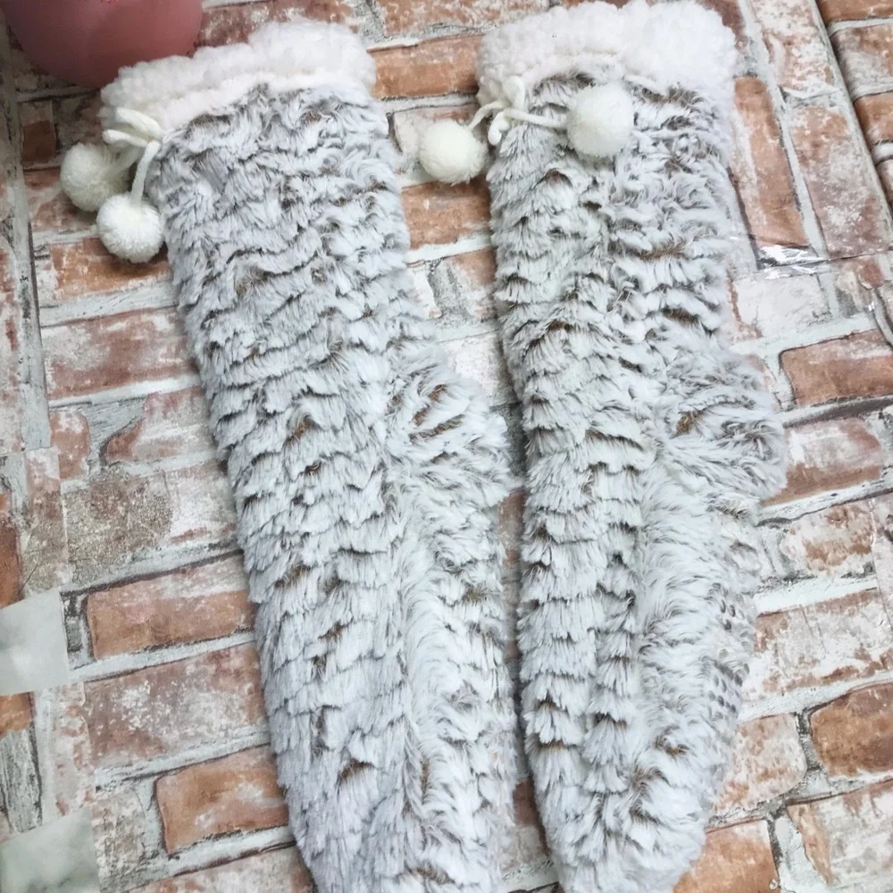 RARE Fuzzy Gray Leg Warmers socks NWOT